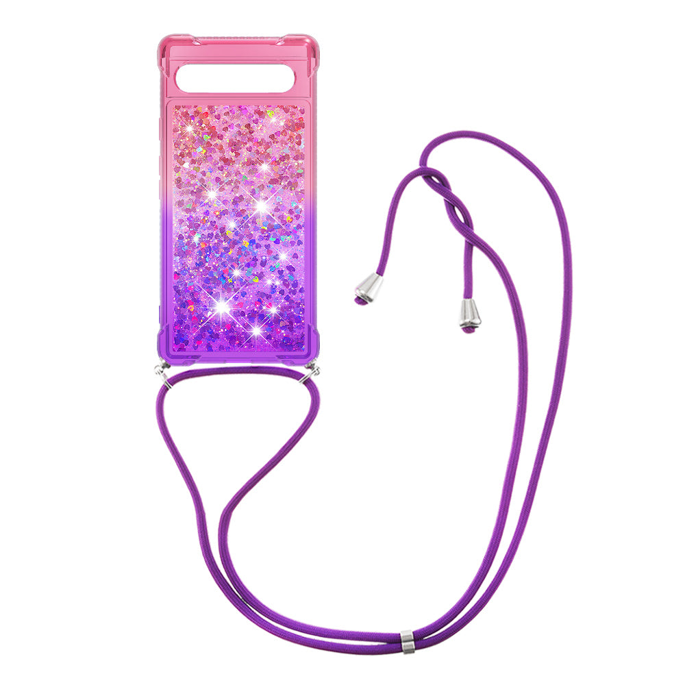 YB Quicksand Series-6 TPU Phone Case for Google Pixel 7a Gradient Color Flowing Liquid Quicksand Shockproof Back Cover with Lanyard YB Quicksand Series-6 TPU Phone Case for Google Pixel 7a Gradient Color Flowing Liquid Quicksand Shockproof Back Cover with Lanyard